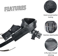 Hulara Western Gun Holster .45 Auto .45 ACP 44/45 Caliber Cowboy Holster for Revolver Full Grain Buff Leather Gun Holster with Belt for Men - 10