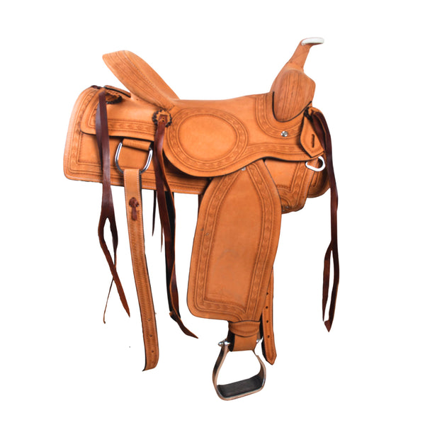 Hulara Western Saddle Tooled Genuine Leather Horse Saddle Carved Comfy Seat Siz 18 Inch Western Saddle for Horses Barrel Racing Saddle