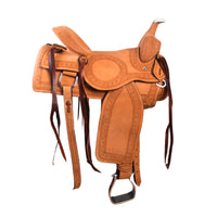 Hulara Western Saddle Tooled Genuine Leather Horse Saddle Carved Comfy Seat Size 17 Inch Western Saddle for Horses Barrel Racing Saddle