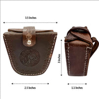 Hulara Top Grain Buff Leather Slingshot Ammo Holder Bag Storage Gun Ammo Case Brown with Belt Loop & Metal Closure Ammunition Pouch for Hunting... - 2