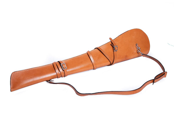 Hulara Real Leather Rifle Scabbard for Lever Action Rifle Case Shotgun Scabbard Carved Saddle Scabbard For Henry Big Boy Rifle With Padded Interior Protection (Brown_2, Solid)
