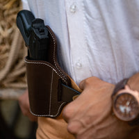 Hulara OWB Leather Pancake Holster - 2 Slot for Glock 17 & 1911, Right-Hand - 3