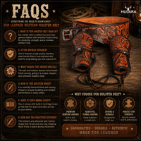 Hulara .22/.38/.44 Caliber Western Gun Holster Belts | Heritage Rough Rider | Cowboy Gun Belt | Ruger Wrangler Revolver Holster With Cartidge Belt  Full Grain DD Harness Buff Leather in Antique Brown Colour