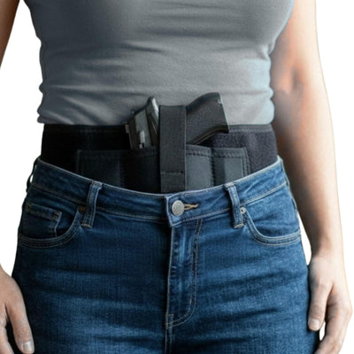 Hulara Concealed Carry Belly Band Holster – Breathable Neoprene Waist Gun Holster for Men & Women, Adjustable Fit, Dual Magazine Pouches, Fits Upto 48"