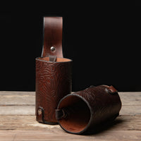 Hulara Beer Holder Full Grain Buff Leather Beer Holster Bottle Holster for Men Cowboy for Travel/Outdoor Beer Bottle Holder Belt Buckle - 4