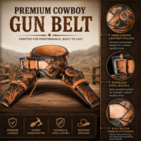 Hulara Leather Western Gun Holster with Belt – Buff Leather Cowboy Gun Belt with Ammo Loops for .22, .357 & .45 – Wester