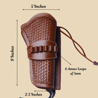 Hulara Leather Western Gun Holster for .22 Caliber Revolver – Fits 4
