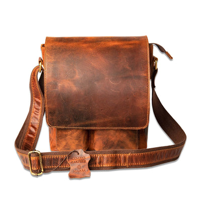 Hulara_ Genuine Leather Messenger Bag 10" For Men And Women Sling Bags With Vintage Look Cross Body Shoulder Bags For Business/Travel/Office/School…