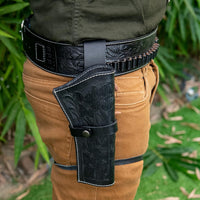 Hulara Leather Western Gun Holster Heritage Rough Rider .Colt SAA Ruger Wrangler Single Six Vaquero Uberti Cattleman Cowboy Holsters for 4.75" and 5.5" Barrel Revolvers Heritage Holster. - 6