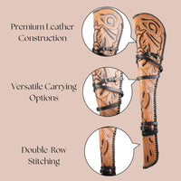 Hulara_ Western Genuine Leather Rifle Scabbard Hand Tooled Gun Case Shotgun Barrel Sleeve Hardcase Saddle… (Brown) - 2