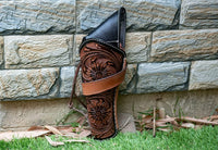 Hulara Genuine Leather Cross Draw Holster Gun Holder 22 .38/357 .44/45 Cal Revolver Western Rough Ri - 4