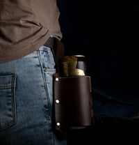 Hulara Beer Holder Full Grain Buff Leather Beer Holster Bottle Holster for Men Cowboy for Travel/Outdoor Beer Bottle Holder Belt Buckle - 5