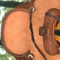 Hulara Western Horse Saddle Tooled Genuine Leather Horse Saddle Carved Comfy Seat Western Saddle for Horses Barrel Racing Saddle - 5