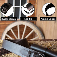 Hulara Western Gun Holster .45 Auto .45 ACP 44/45 Caliber Cowboy Holster for Revolver Full Grain Buff Leather Gun Holster with Belt for Men - 2