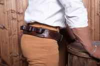 Hulara Western Leather Cartridge Belt - Cowboy Shotgun Bandolier for 12 Gauge Shell Bullet (Size 4) - 4
