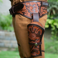 Hulara Full Grain DD Harness Buff Leather Western Gun Holster Belt for Men Heritage Rough Rider 357 Magnum Holster Cowboy Gun Belt and Holster 38 Cal Left Handed Revolver Holster - 2