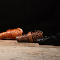 Hulara Genuine Leather Cross Draw Holster Gun Holder 22 .38/357 .44/45 Cal Revolver Western Rough Ri - 45