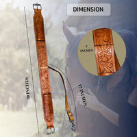 Hulara Western Carved Leather Rear Flank Back Saddle Girth Cinch Belt with Bucking Strap Comfytack |Premium Flank Cinch Belt Leather Horse Girth, Tan - 2