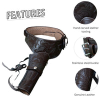 Hulara Genuine Leather Western Gun Belt Concealed Carry Gun Holster Belt for Men Women Cowboy Costume Revolver Holster Pistol Tactical Hoslter - 9
