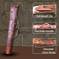 Hulara Real Leather Rifle Scabbard for Lever Action Rifle Case Shotgun Scabbard Carved Saddle Scabbard For Henry Big Boy Rifle With Padded Interior Protection (Brown_2, Solid) - 3