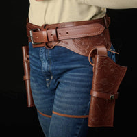 Hulara Genuine Leather Western Gun Belt Concealed Carry Gun Holster Belt for Men Women Cowboy Costume Revolver Holster Pistol Tactical Hoslter - 7