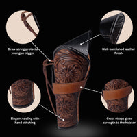 Hulara Genuine Leather Cross Draw Holster Gun Holder 22 .38/357 .44/45 Cal Revolver Western Rough Ri - 2