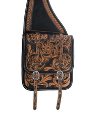 Hulara Full Grain Buffalo Leather Western Saddle Bag Tooled Horse Saddle Bag for Trail Riding Saddle Carrier Bag for Horses - 4