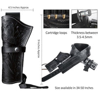 Hulara Full Grain Buff Leather 22 Caliber Western Holster for Heritage Rough Rider, Gun Belt, Cowboy, Wrangler, 22 Revolver (Black Right Side, Size-2(38-40 Inch)) - 8