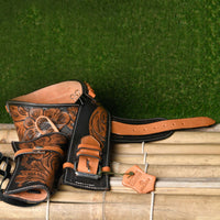 Hulara Western Gun Holster Belt Full Grain DD Harness Buff Cowboy Gun Belt With Holster for Men .38/.357 Cal Cowboy Revolver holder - 7