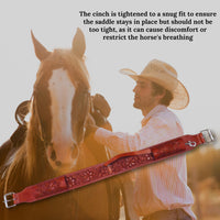 Hulara Western Carved Leather Rear Flank Back Saddle Girth Cinch Belt with Bucking Strap Comfytack |Premium Flank Cinch Belt Leather Horse Girth Brown - 6