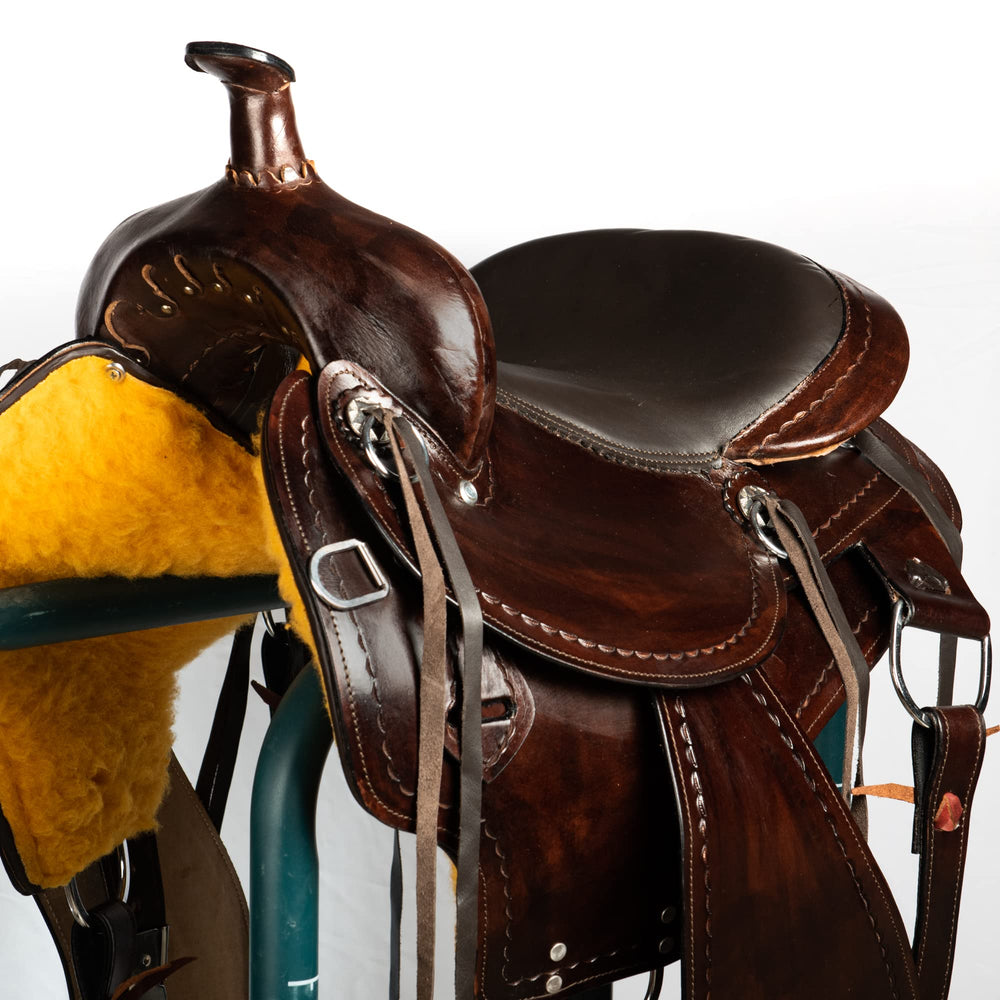Hulara Western Saddle Tooled Genuine Leather Horse Saddle Carved Comfy Seat Western Saddle for Horse - 2
