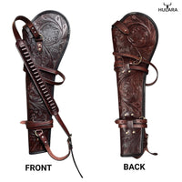 Hulara Leather Rifle Scabbard 24" – Hard Full Grain Leather Western Rifle Case for Lever Action Rifles, Fits Henry, Marl