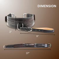 Hulara Western Carved Leather Rear Flank Back Saddle Girth Cinch Belt with Bucking Strap Comfytack | - 4