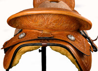 Hulara Western Saddle Tooled Genuine Leather Horse Saddle Carved Comfy Seat Size 16 Inch Western Saddle for Horses Barrel Racing Saddle - 3