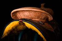 Hulara Western Saddle Tooled Genuine Leather Horse Saddle Carved Comfy Seat Size 14 Inch to 18 Inch Western Saddle for Horses Barrel Racing Saddle - 5