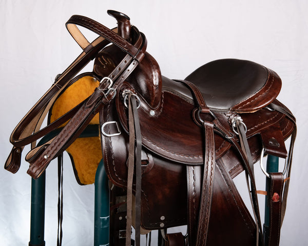 Hulara Western Saddle Tooled Genuine Leather Horse Saddle Carved Comfy Seat Western Saddle for Horses Barrel Racing Saddle