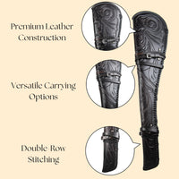 Hulara Genuine Handcraft Leather Rifle Case Western Scabbard fits 16 to 20 Inch Barrel Length Lever Action Rifle Shotgun Sheath Winchester Case for Wild Bunch Shooting - 2