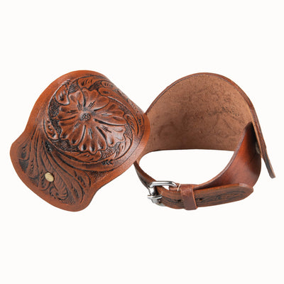 Hulara Western Genuine Leather Spur Straps, Genuine Leather, Antique Hand Tooling, Adjustable Stainless Steel Buckle