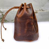 Hulara-Genuine Cowhide Leather Drawstring Shell Pouch Shotgun Ammo Storage Pouch Rifle Ammunition Am - 9