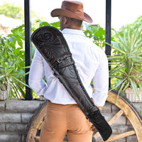 Hulara Genuine Handcraft Leather Rifle Case Western Scabbard fits 16 to 20 Inch Barrel Length Lever Action Rifle Shotgun Sheath Winchester Case for Wild Bunch Shooting - 5