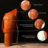 Hulara Genuine Leather Cross Draw Holster Gun Holder 22 .38/357 .44/45 Cal Revolver Western Rough Ri - 42