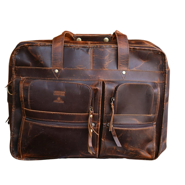 Hulara_ Leather Briefcase 17" Laptop Messenger Bag For Men And Women Computer Bags With Vintage Look Cross Body Shoulder Bags For Business/Travel/Office/School