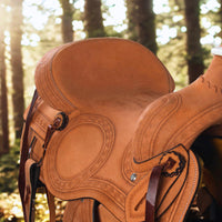 Hulara Western Saddle Tooled Genuine Leather Horse Saddle Carved Comfy Seat Size 15 Inch Western Saddle for Horses Barrel Racing Saddle - 3