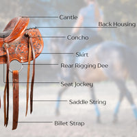Hulara Western Saddle Tooled Genuine Leather Horse Saddle Carved Comfy Seat Size 18 Inch Western Saddle for Horses Barrel Racing Saddle - 4