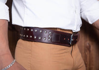Hulara Genuine Leather Concealed Carry Tapered Ranger Belt for Gun Holster Tactical Brown Leather Be - 5
