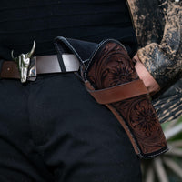 Hulara Genuine Leather Cross Draw Holster Gun Holder 22 .38/357 .44/45 Cal Revolver Western Rough Rider Psitol Holster Fit 4" to 8" - 9