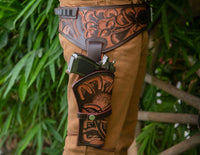 Hulara Western Gun Holster .45 Auto .45 ACP 44/45 Caliber Cowboy Holster for Revolver Full Grain Buff Leather Gun Holster with Belt for Men - 10