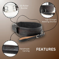 Hulara Western Carved Leather Rear Flank Back Saddle Girth Cinch Belt with Bucking Strap Comfytack | - 3