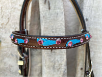 Hulara Top Grain Buff Leather Western Bridle and Breast Collar Set Tooled Headstall and Horse Breastcollar Western Tack Set Horse Breast Collar Western Bridle Sets Horse Headstall and Breast Collar - 6