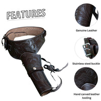 Hulara Western Gun Belt with Holsters for Heritage Rough Rider| Cowboy Holster Belt|Revolver Holster with Belt Full Grai